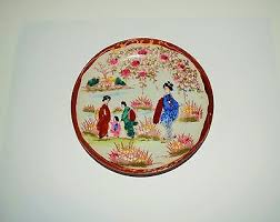 Vintage Hand-Painted Porcelain Japanese Girl Landscape Plate 13.7 cm | eBay