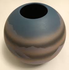 Vtg Kutani Yaki Ware Japanese Porcelain Vase Mountain Scene Blue Purple Orb | eBay