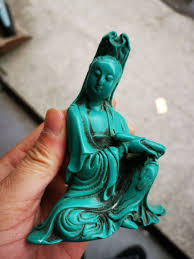 Chinese Collection Exquisite Green Coral Hand Carved Kwanyin Statue Piece M07 | eBay