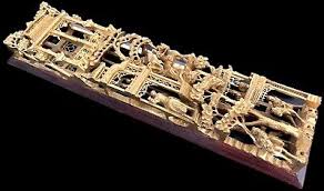 CHINESE CARVED GILT WOOD WALL PANEL LACQUER GILDED GOLD WARRIOR SHIELD 50 x 13 | eBay