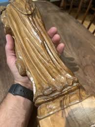 16” Tall Antique Hand Carved Religious Figure Statue Mary Madonna & Jesus Olive | eBay