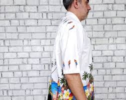Mens Shirt 2XL Parrot Print Shirt Boho Shirt Hawaiian Shirts ...