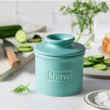Butter Bell® Crock – Café Matte Aqua Ceramic Butter Holder ...