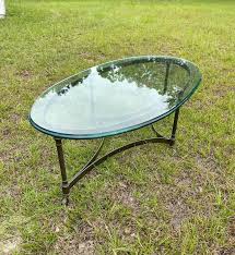 Brass Glass Top Coffee Table, Brass Deer Hoof Feet, Heavy ...