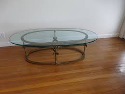 Hollywood Regency Glass & Gold Oval Coffee Cocktail Table ...