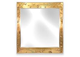 La Barge 1976 Signed Dee Wingard Ornate Hand Painted Mirror with Chrome Accents at 1stDibs