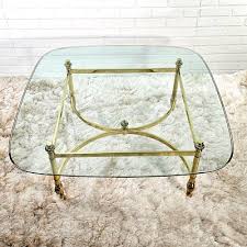 La Barge Attributed Square Glass & Brass Coffee Table ...