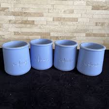 Lot of 4 - Blue Ceramic La Fermiere Yogurt Pots | eBay