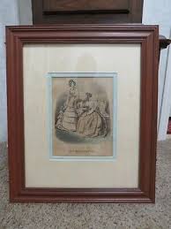 ANTIQUE FRAMED PRINT 1800'S LADIES FASHIONS OF ...