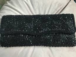 Vtg La Regale Clutch Bag Black Beaded Sequins Handmade Evening Hong Kong Glamour Snap Star Design Evening - Etsy