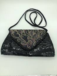 LA REGALE black beaded purse evening bag good condition ...