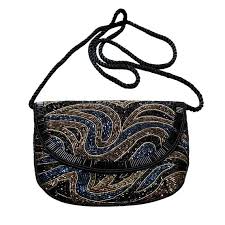 Vintage 1980's La Regale Black Beaded Evening Bag ...