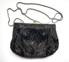 Vintage Handmade Black Evening Clutch Purse Crossbody ...