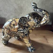 VTG LaVie Elephant Figurine Sculpture Safari Patchwork Print ...