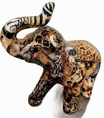 Ceramic Colorful Elephant Figurine 8 Inches Height Brown/Tan ...