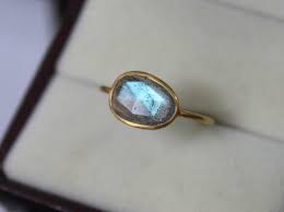 Solid Gold Labradorite Slice Ring: Handmade Rose Cut ...