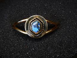 Rose Cut Labradorite and Jeweler's Brass Cuff Bracelet ...