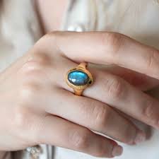 Large Labradorite Ring - Olive