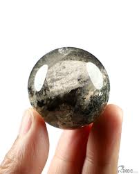 1.6" Phantom Quartz Rock Crystal Hand Carved Crystal Ball ...