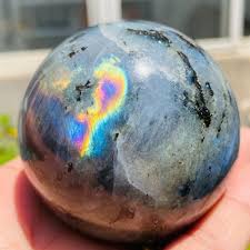415g Flash Natural Labradorite Purple Gold Crystal Sphere ...