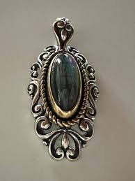 Carolyn Pollack Blue Labradorite Brass Sterling Silver Pendant Enhancer | eBay