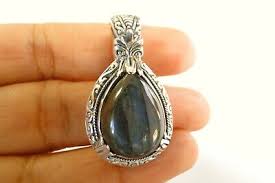 Labradorite Pear Shape Ornate Solitaire 925 Sterling Silver Enhancer Pendant | eBay