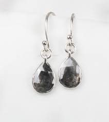 Salt and Pepper Diamond Earrings, Dangle Earrings, Pear ...