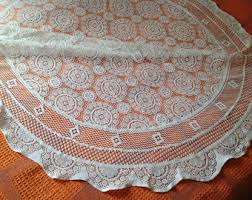 Vintage Crochet Oval Table Cloth - Etsy