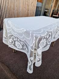 Vintage Cream Cotton Lace Tablecloth: Floral Medallion, Mid-century Linen - Etsy Canada