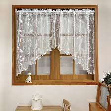 1 panel white black lace short valances curtains kitchen - Temu