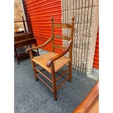 Set of 6 Shaker Style Walnut Rush Seat Ladder Back Dining ...