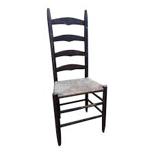 19th Century Antique Rush Seat Ladder Back Side Chair | Chairish