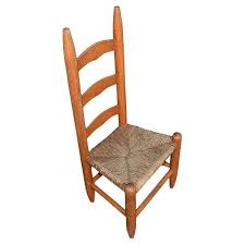 Antique Wood Ladder Back Rush Seat Child's Accent Chair ...