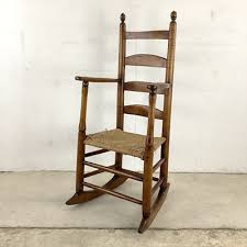 Vintage Antique Rush Seat Child Rocking Chair | eBay