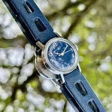 Vintage Timex Mechanical Blue Watch - Etsy