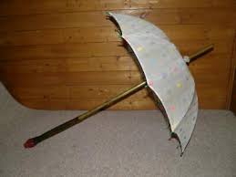 Vintage Ladies Coloured Canopy Parasol With A Tulip Flower Handle Top | eBay