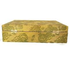 Box Vintage Jewelry Vinyl Gold Case Green MCM Retro Travel Damask Print | eBay
