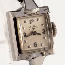 Lady Elgin 14k White Gold Handwinding Wristwatch w/ Cord Band For Sale at 1stDibs