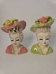 Set of Lady Head Vases Thames Japan Vintage Set Of 2 | eBay