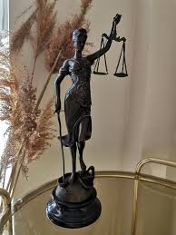 Vintage Bronze Lady Justice Sculpture - French Marble Base ...