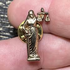 Gold Tone Law Lady Lapel Pin Hat Vest EUC K213 | eBay