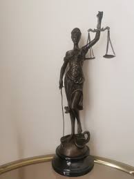 Vintage Bronze Lady Justice Sculpture - French Marble Base ...