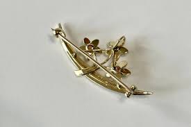 Art Nouveau 14k Gold Crescent Moon Brooch Pendant: Diamond Seed Pearl Celestial Jewelry - Etsy