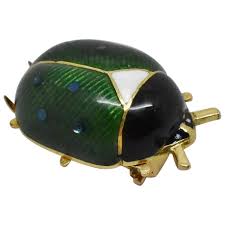 Similar Items to 18k Yellow Gold Green & Blue Enamel Beetle Bug Pin