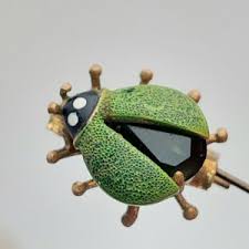Antique Brooch Art Nouveau 1910 Filigree Jewelry Beetle Brooch With Enamel and Green Stone - Etsy