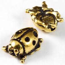 8mm x 10mm Antique Gold TierraCast Pewter Ladybug Bead #CK081 – General Bead