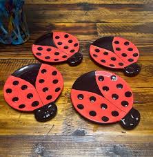Vintage Ceramic Red & Black Ladybug Plates ~ Set of (4), 6” - Etsy