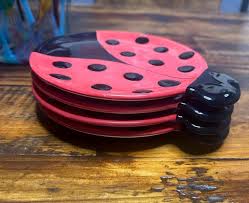 Vintage Keramik rot & schwarz Marienkäfer Teller ~ Satz von (4), 6 ” - Etsy.de