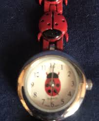Ladies Fashion Enamel Lady Bug Watch Silvertone Quartz ...