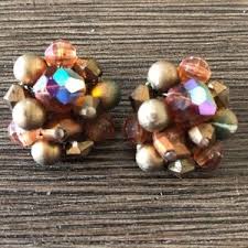 Laguna B | Jewelry | Laguna Clip On Earrings Aurora Borealis Cluster Vintage Signed | Poshmark